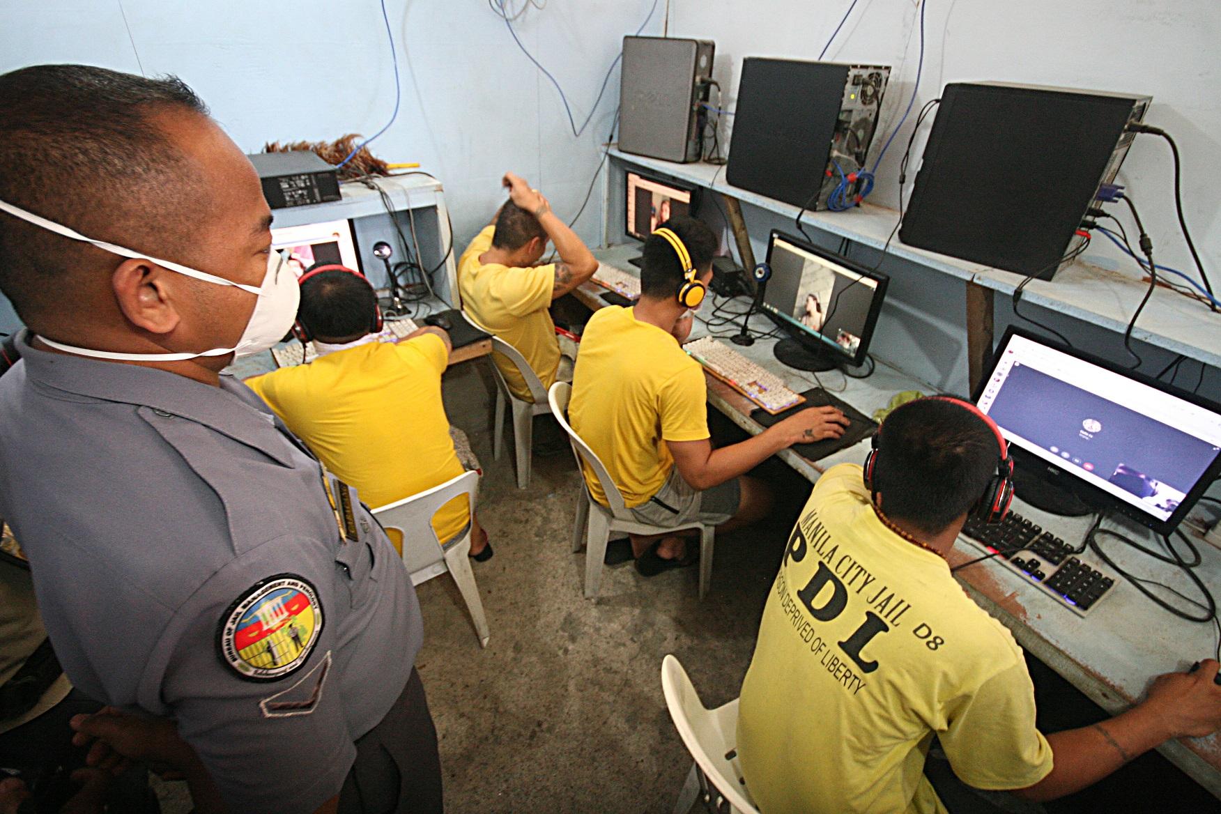 Professional virtual visit session showing family members connecting through secure video technology